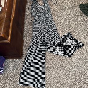Black/white stripe jumpsuit